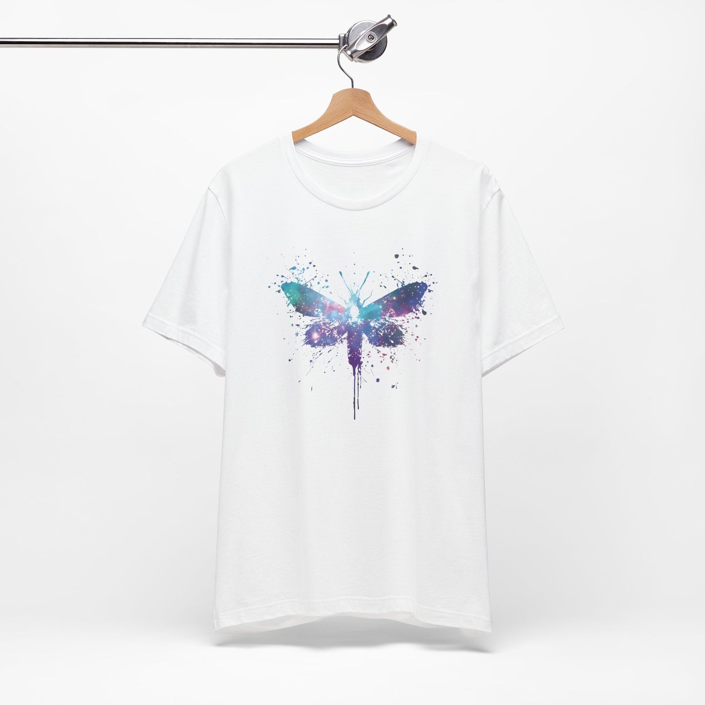 Galaxy Moth Graphic Tee - Watercolor Splatter Butterfly T-Shirt