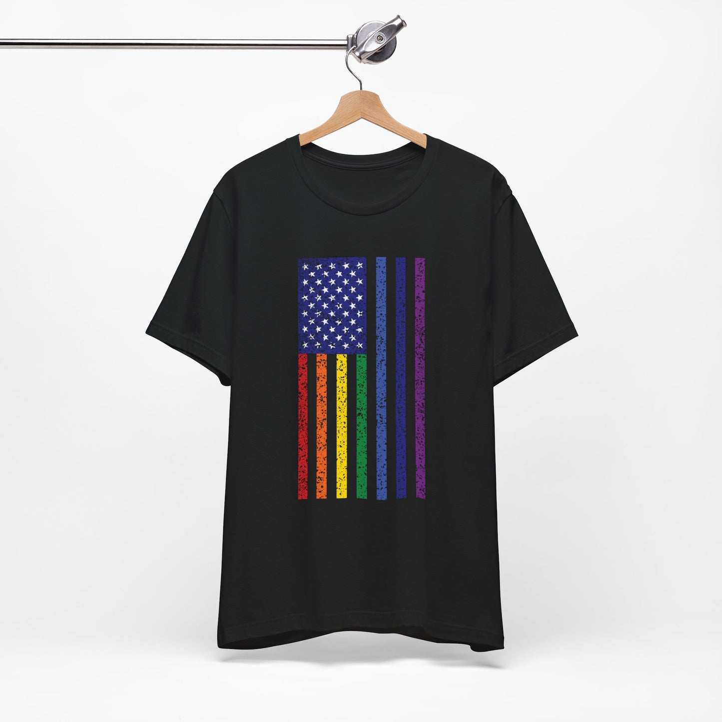 LGBTQ+ Distressed American Flag T-Shirt