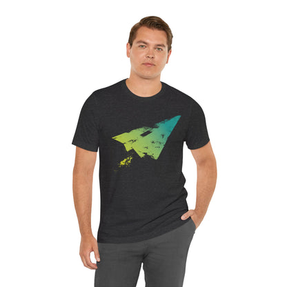 Paper Airplane Graphic Tee — Green Gradient Flight T‑Shirt