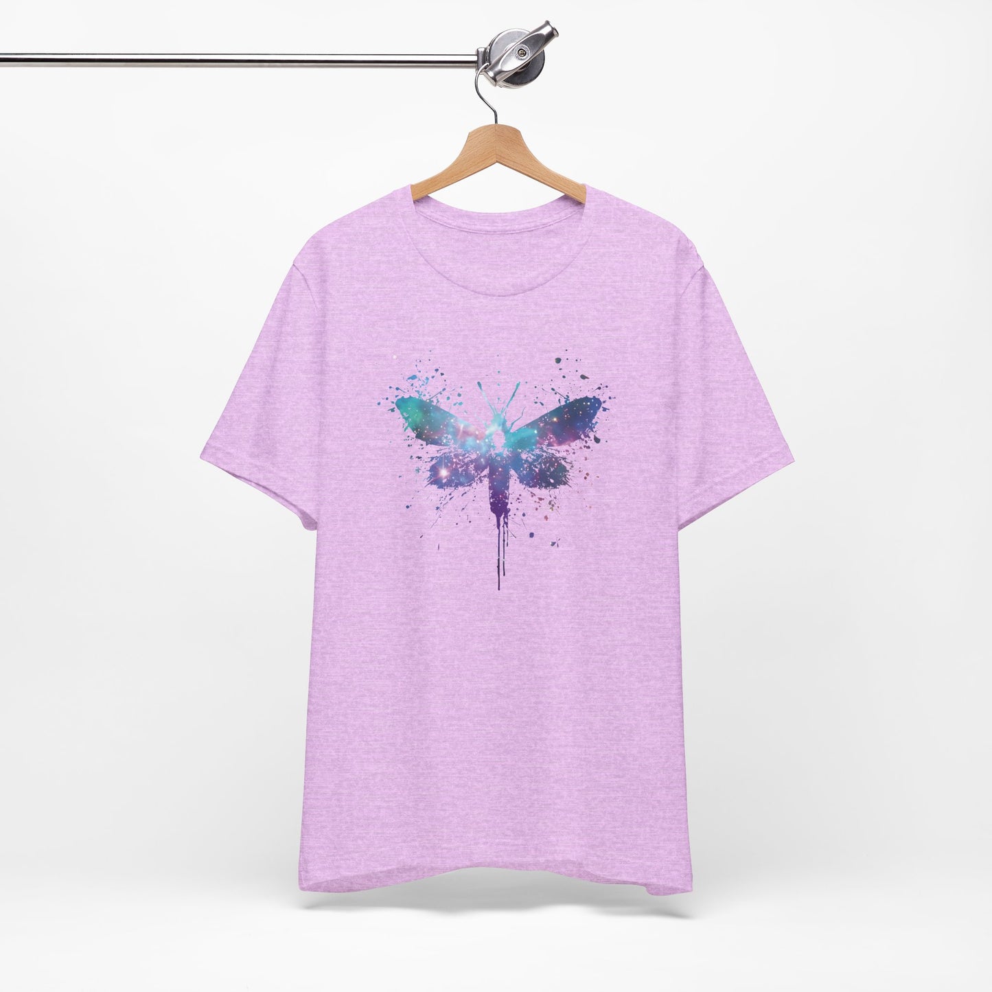 Galaxy Moth Graphic Tee - Watercolor Splatter Butterfly T-Shirt
