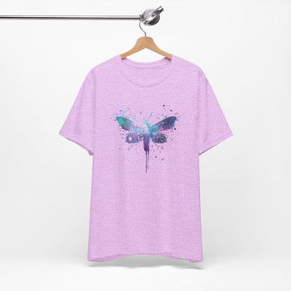Galaxy Moth Graphic Tee - Watercolor Splatter Butterfly T-Shirt