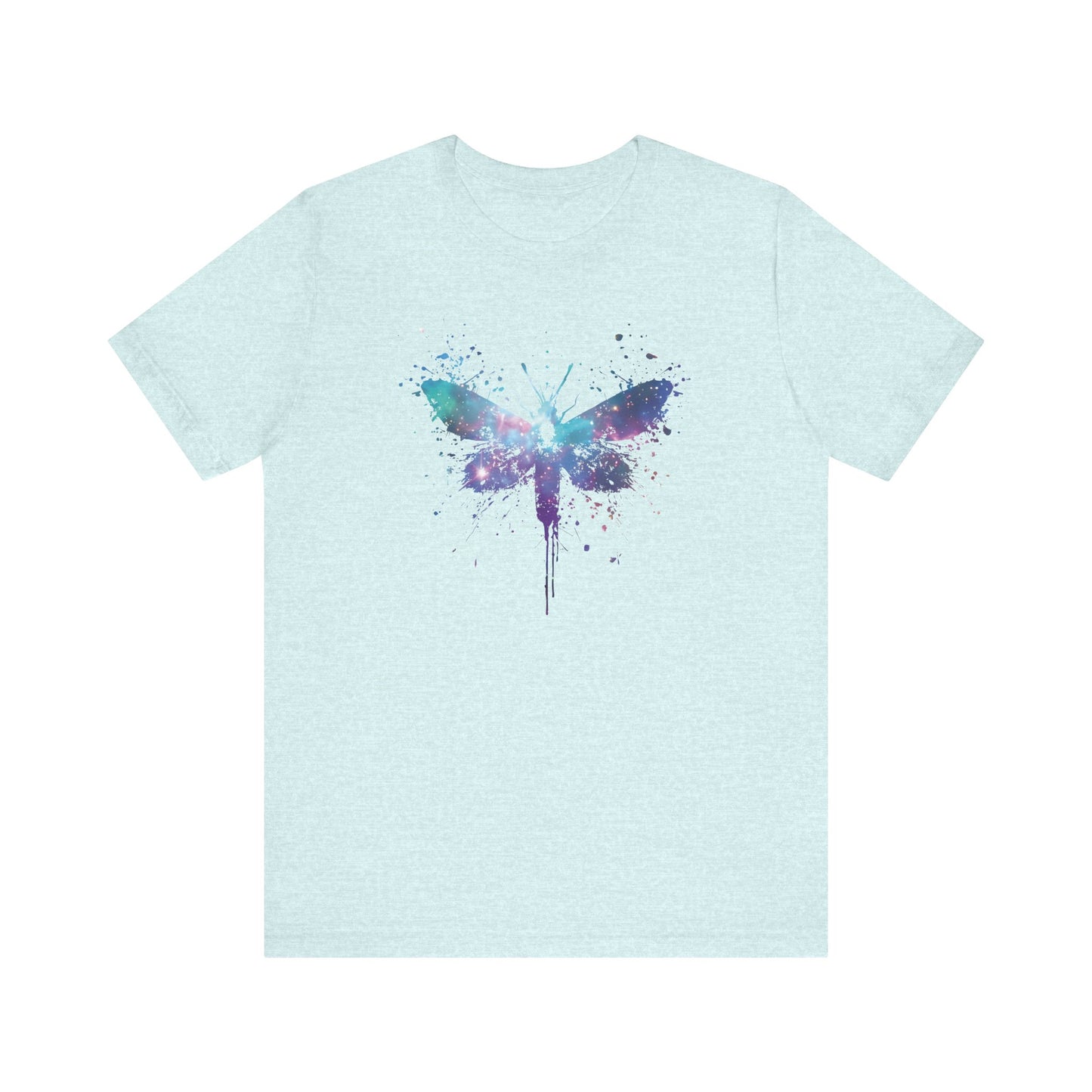 Galaxy Moth Graphic Tee - Watercolor Splatter Butterfly T-Shirt