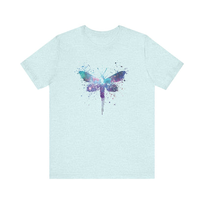 Galaxy Moth Graphic Tee - Watercolor Splatter Butterfly T-Shirt