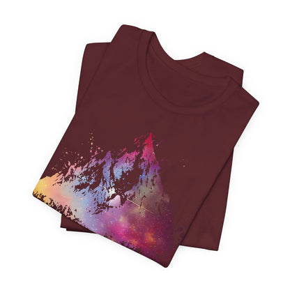 Space Mountain Watercolor Tee — Colorful Drip Peak Graphic T-Shirt