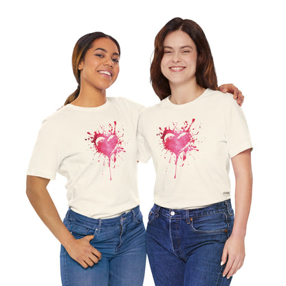 Heart Paint Splash T‑Shirt — Watercolor Pink Heart Graphic Tee