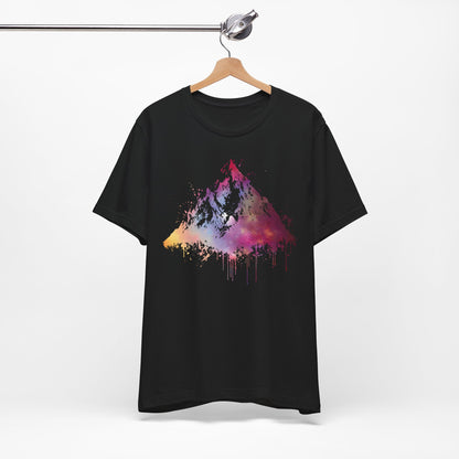 Space Mountain Watercolor Tee — Colorful Drip Peak Graphic T-Shirt