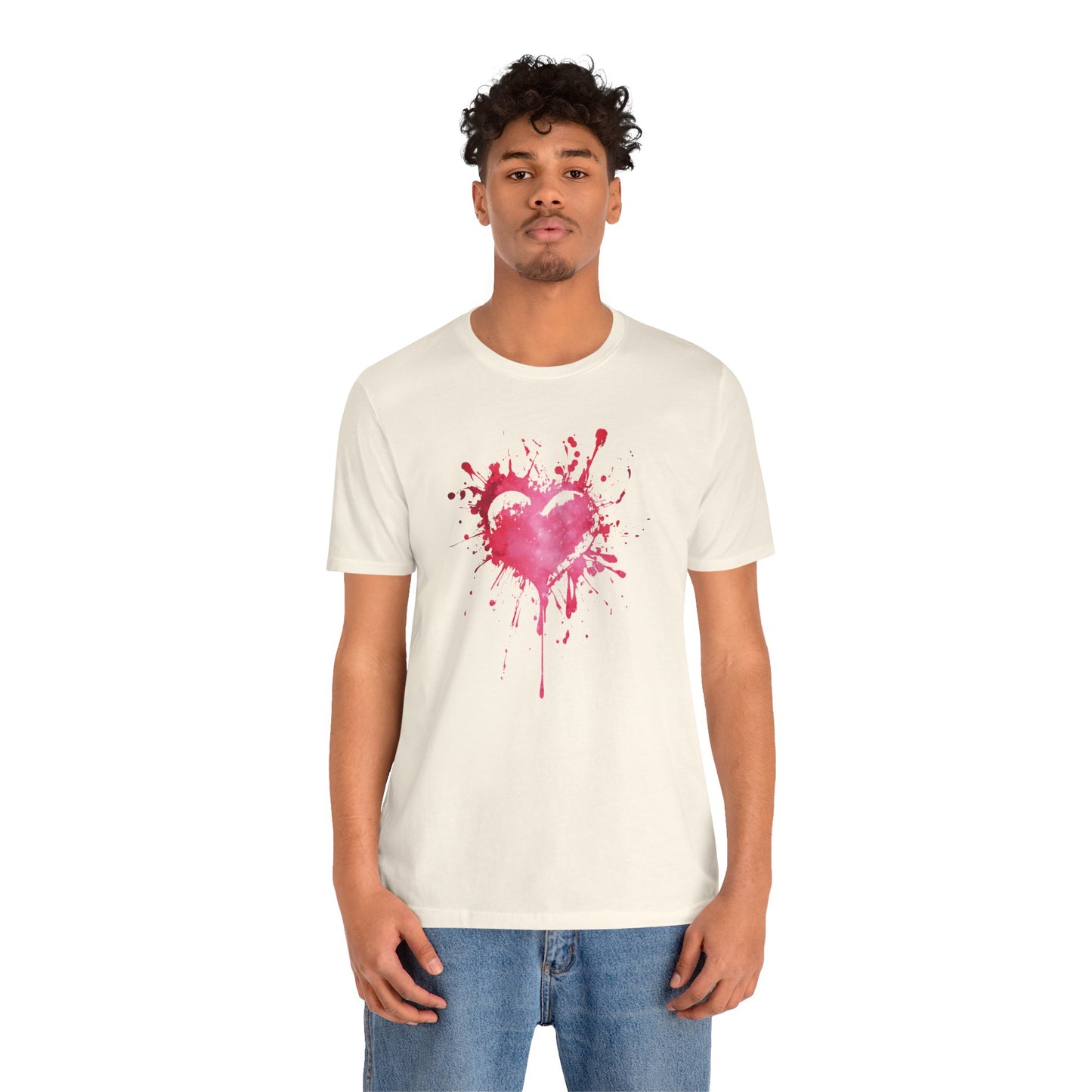 Heart Paint Splash T‑Shirt — Watercolor Pink Heart Graphic Tee