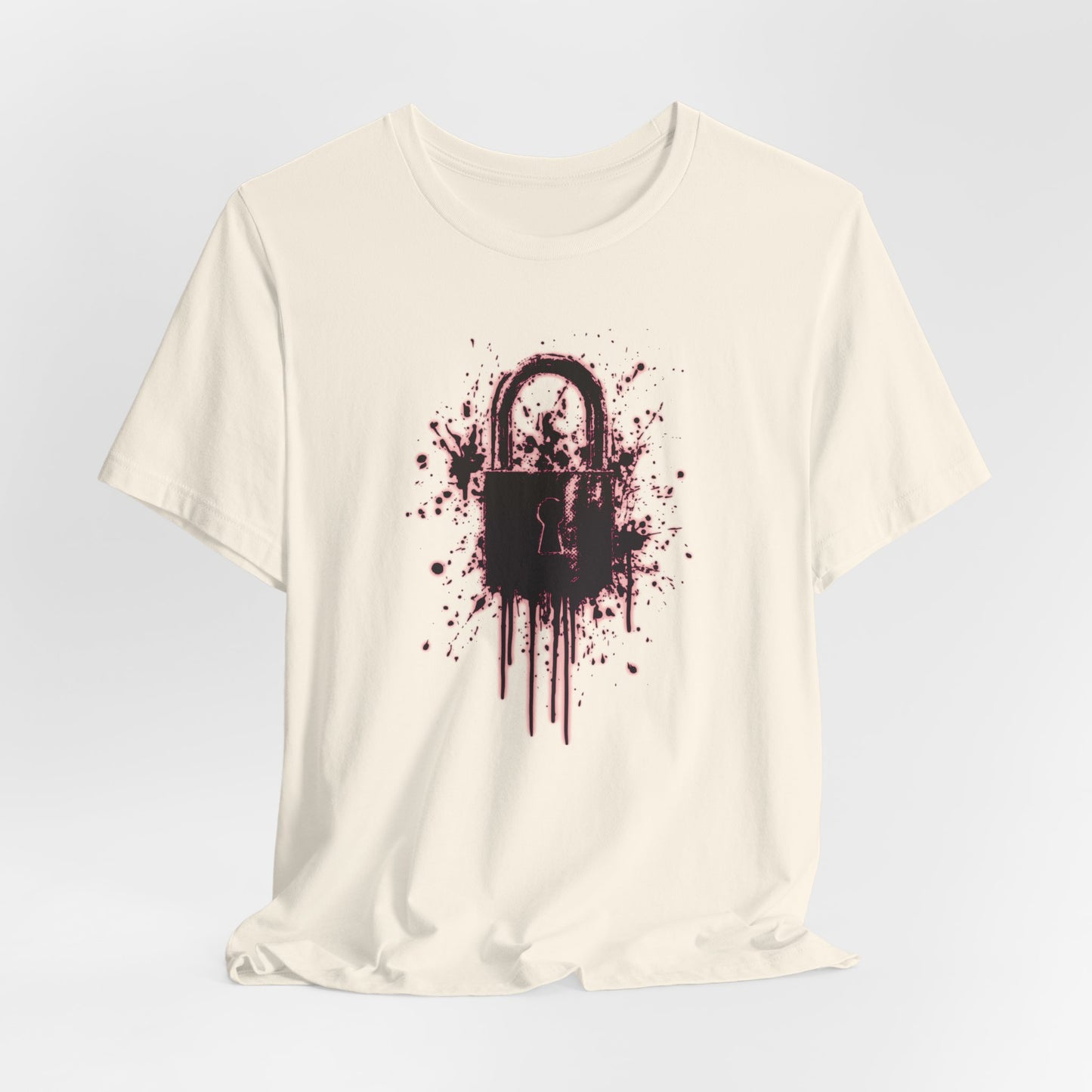 Locked Up Graphic Tee — Dark Splatter Lock Design