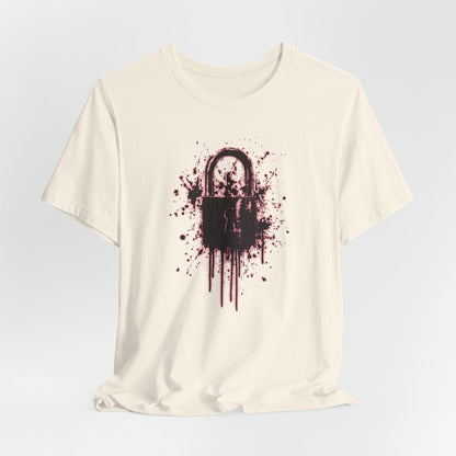 Locked Up Graphic Tee — Dark Splatter Lock Design