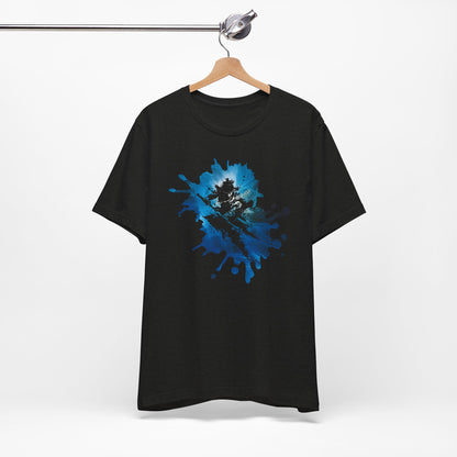 Watercolor Skateboarder T-Shirt — Blue Splash Graphic Tee