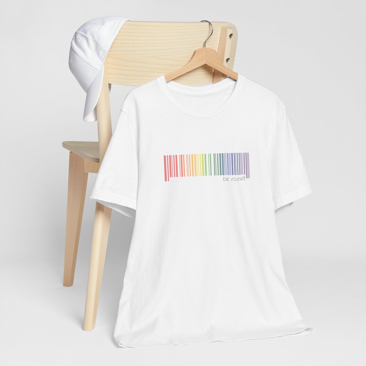 Rainbow Barcode T-Shirt — Minimal Pride Graphic Tee
