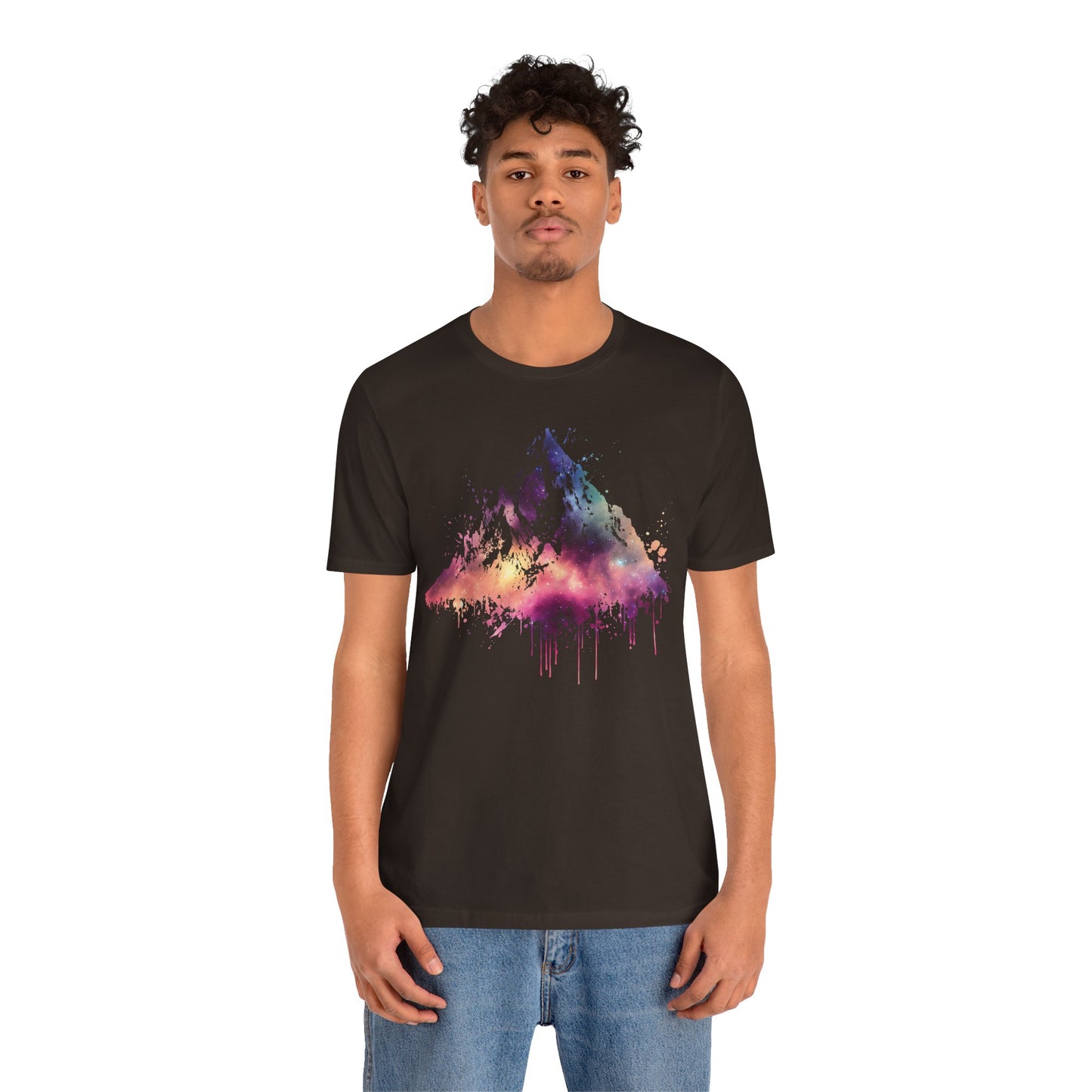 Space Mountain Watercolor Tee — Colorful Drip Peak Graphic T-Shirt