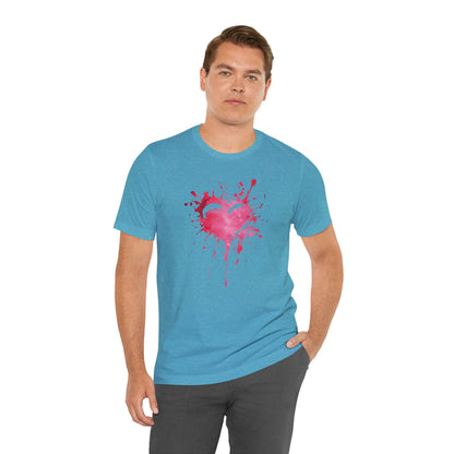 Heart Paint Splash T‑Shirt — Watercolor Pink Heart Graphic Tee