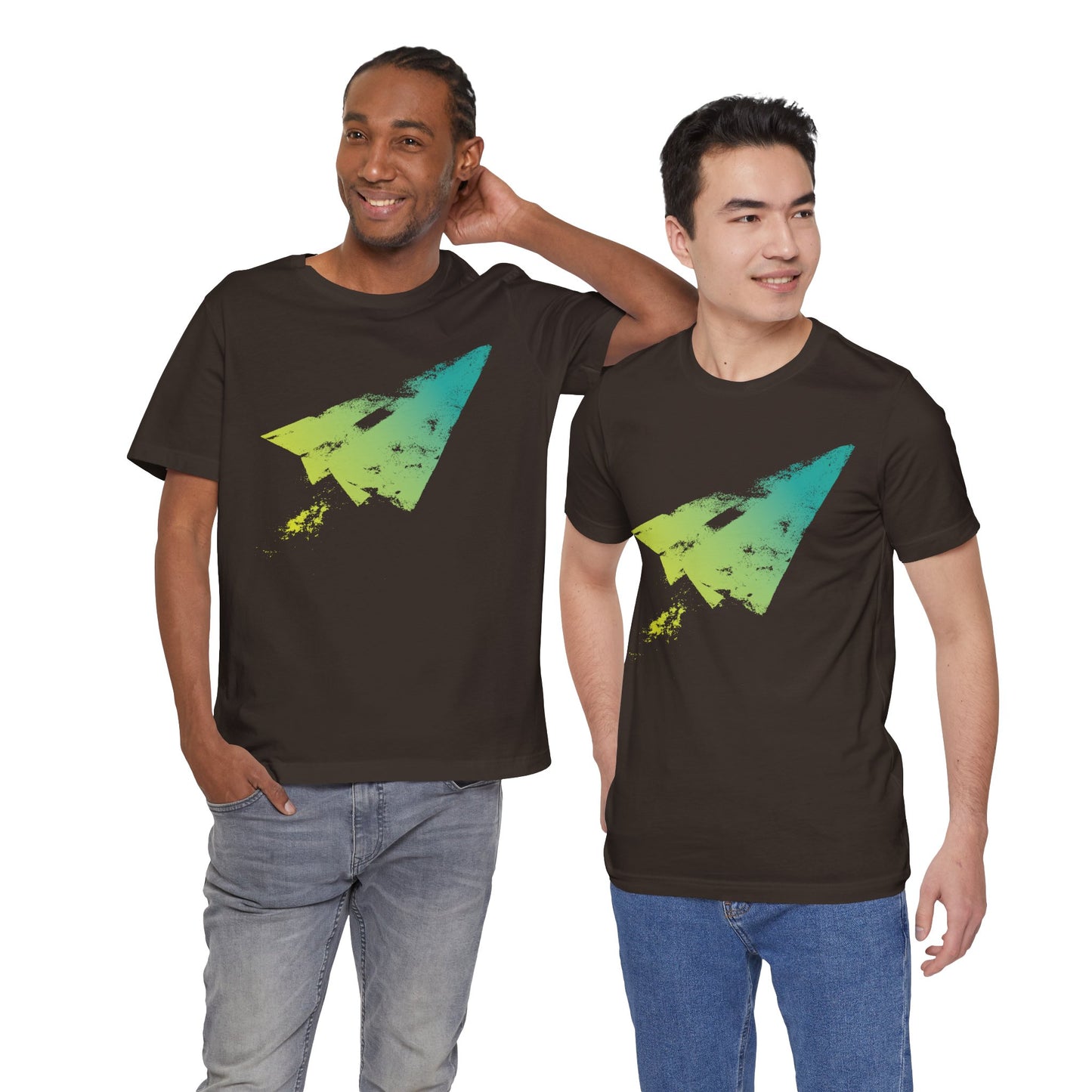 Paper Airplane Graphic Tee — Green Gradient Flight T‑Shirt