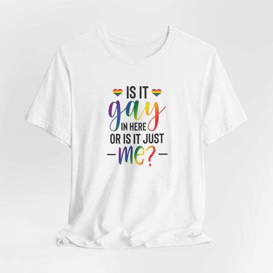 Gay Pride T-Shirt - "Is It Gay In Here Or Is It Just Me?" Rainbow Tee