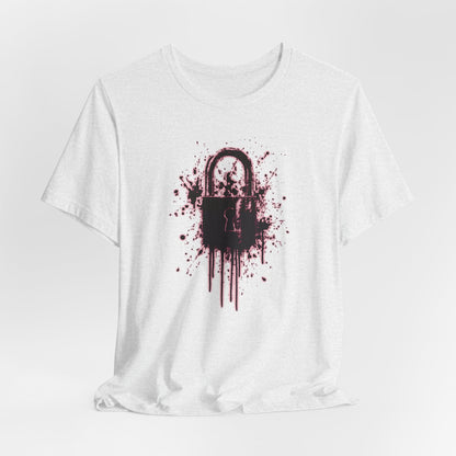 Locked Up Graphic Tee — Dark Splatter Lock Design