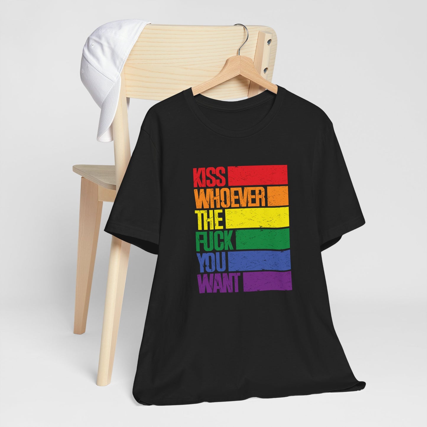 T-Shirt — "Kiss Whoever the F**k You Want" Rainbow Pride Tee