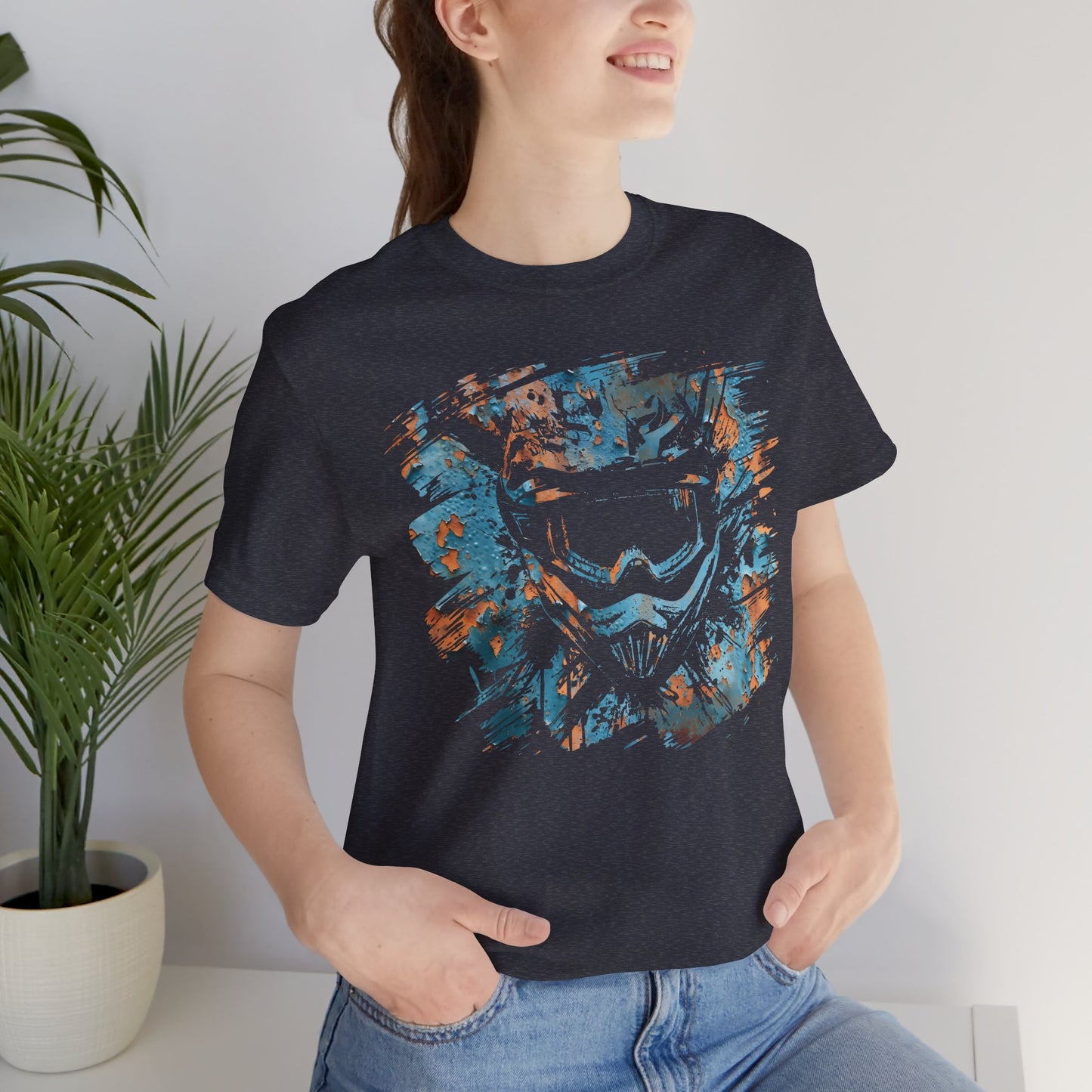 Motorcross Helmet T-Shirt — Distressed Brushstroke Animal Graphic Tee