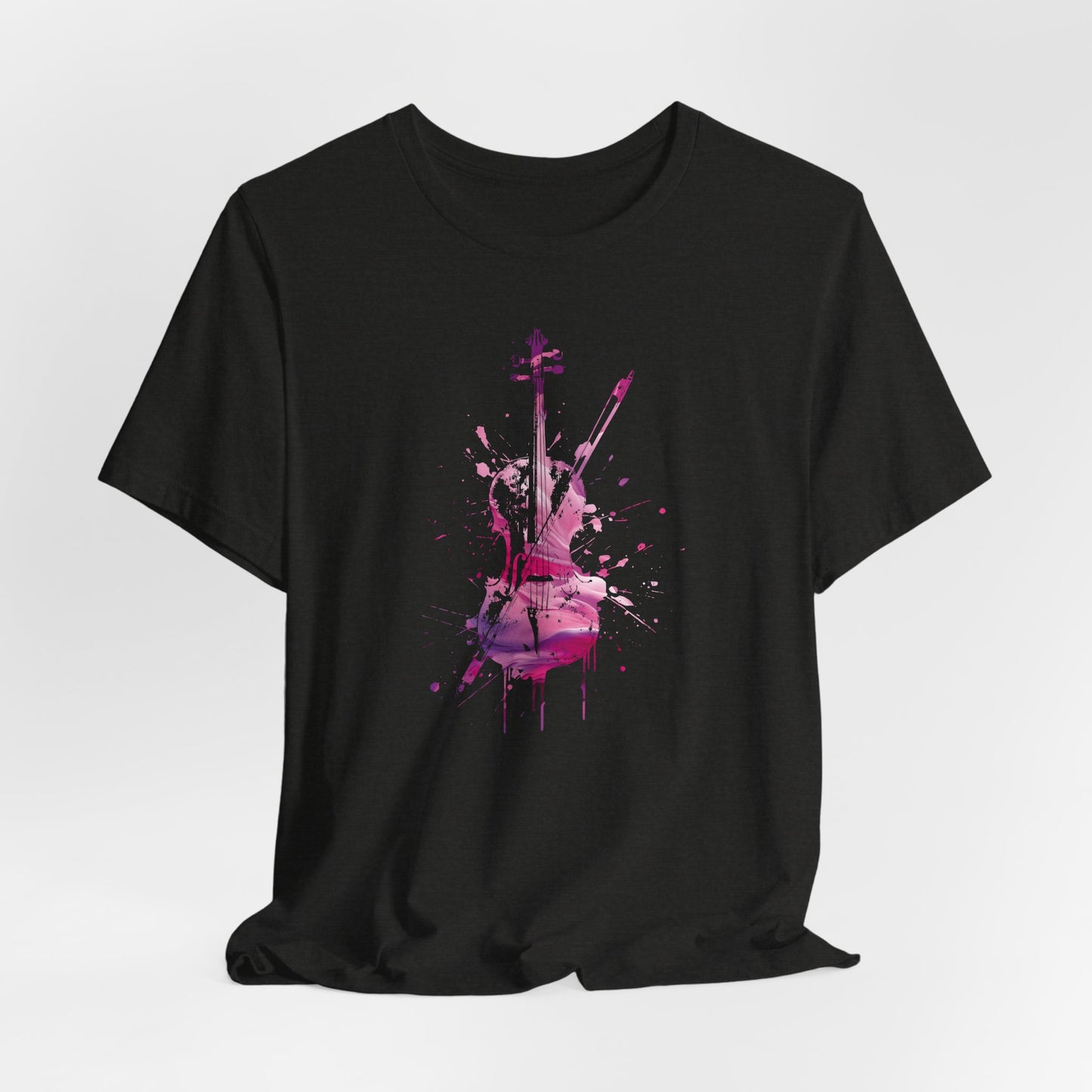 T-Shirt — Pink Watercolor Violin/Cello Graphic Tee