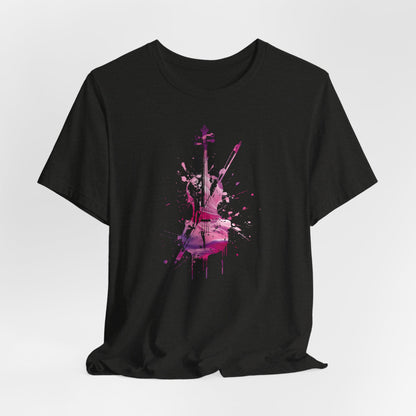 T-Shirt — Pink Watercolor Violin/Cello Graphic Tee