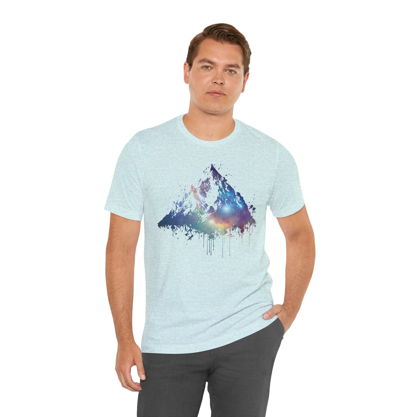 Space Mountain Watercolor Tee — Colorful Drip Peak Graphic T-Shirt