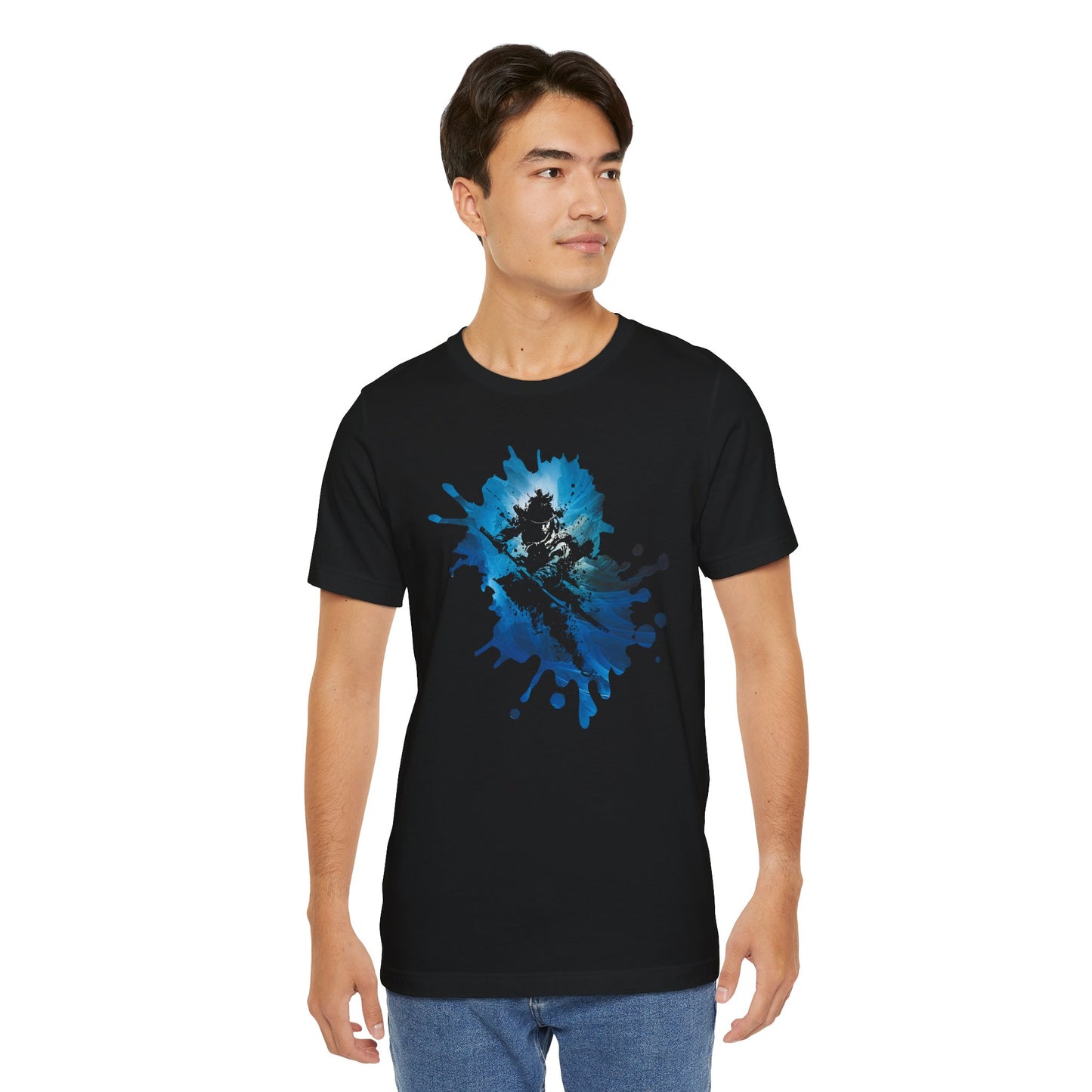 Watercolor Skateboarder T-Shirt — Blue Splash Graphic Tee