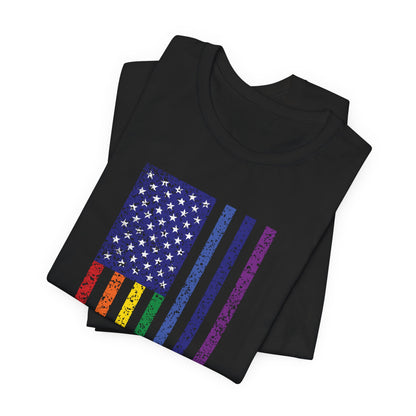 LGBTQ+ Distressed American Flag T-Shirt