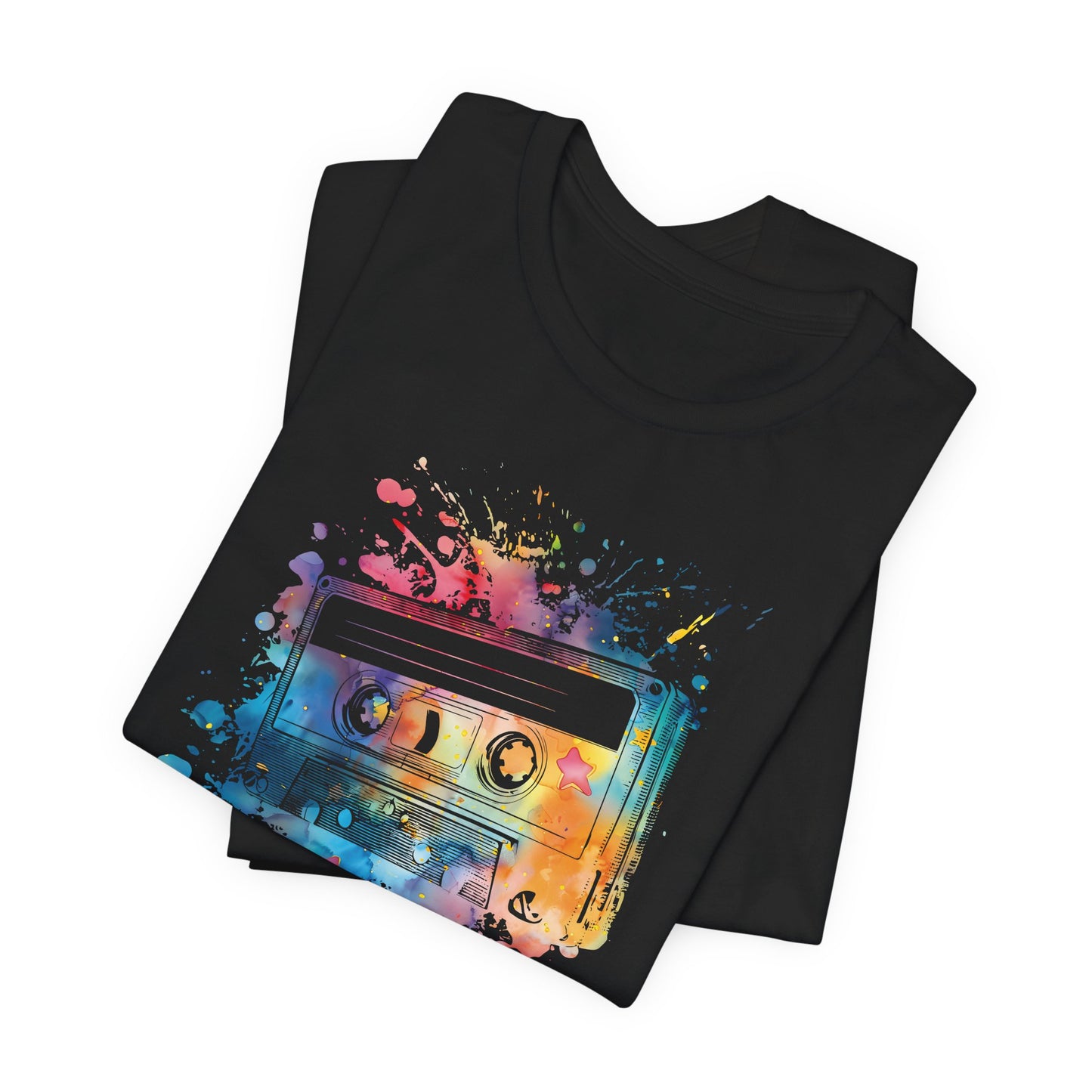 Retro Watercolor Cassette Tape T-Shirt — Vintage Music Tee
