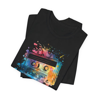 Retro Watercolor Cassette Tape T-Shirt — Vintage Music Tee