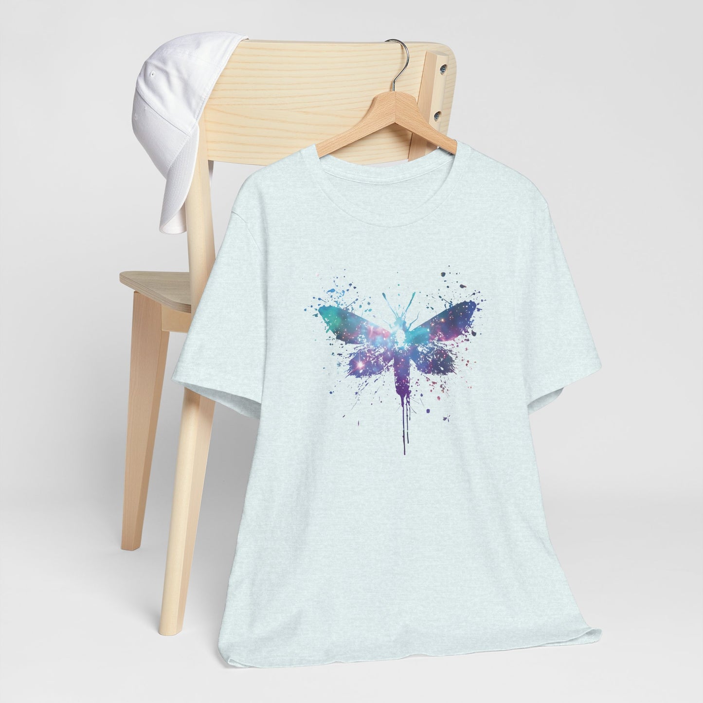 Galaxy Moth Graphic Tee - Watercolor Splatter Butterfly T-Shirt