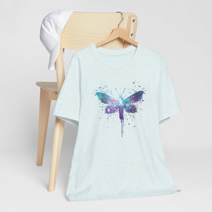 Galaxy Moth Graphic Tee - Watercolor Splatter Butterfly T-Shirt