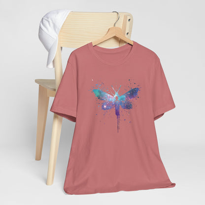 Galaxy Moth Graphic Tee - Watercolor Splatter Butterfly T-Shirt