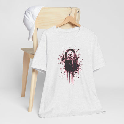 Locked Up Graphic Tee — Dark Splatter Lock Design