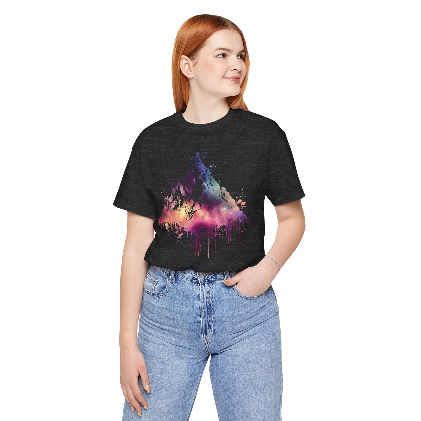Space Mountain Watercolor Tee — Colorful Drip Peak Graphic T-Shirt