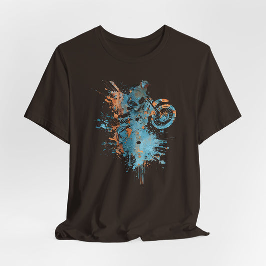 Motocross Splash Graphic Tee — Dirt Bike Rider Art T-Shirt