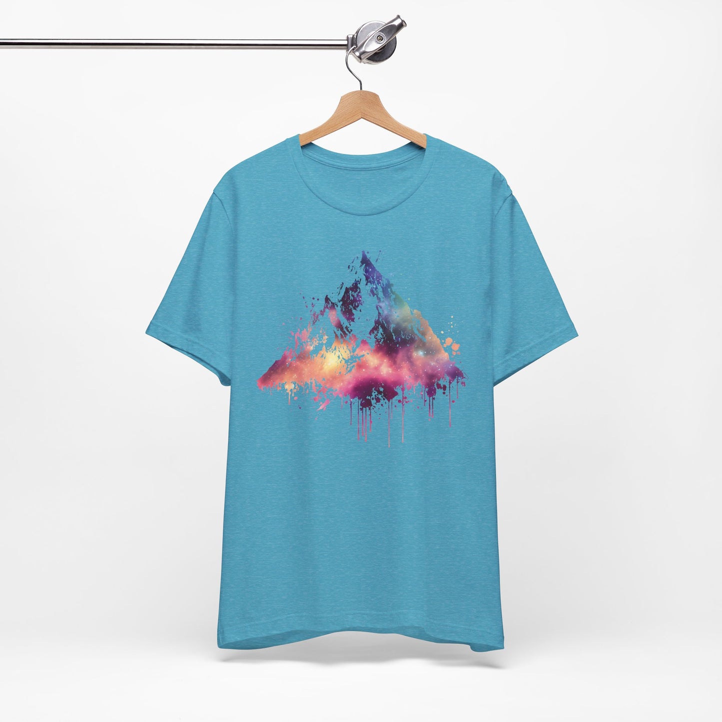 Space Mountain Watercolor Tee — Colorful Drip Peak Graphic T-Shirt