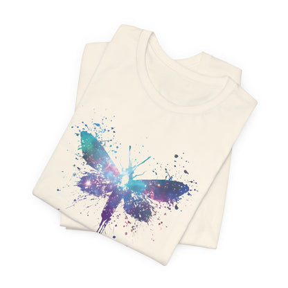 Galaxy Moth Graphic Tee - Watercolor Splatter Butterfly T-Shirt