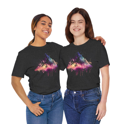 Space Mountain Watercolor Tee — Colorful Drip Peak Graphic T-Shirt
