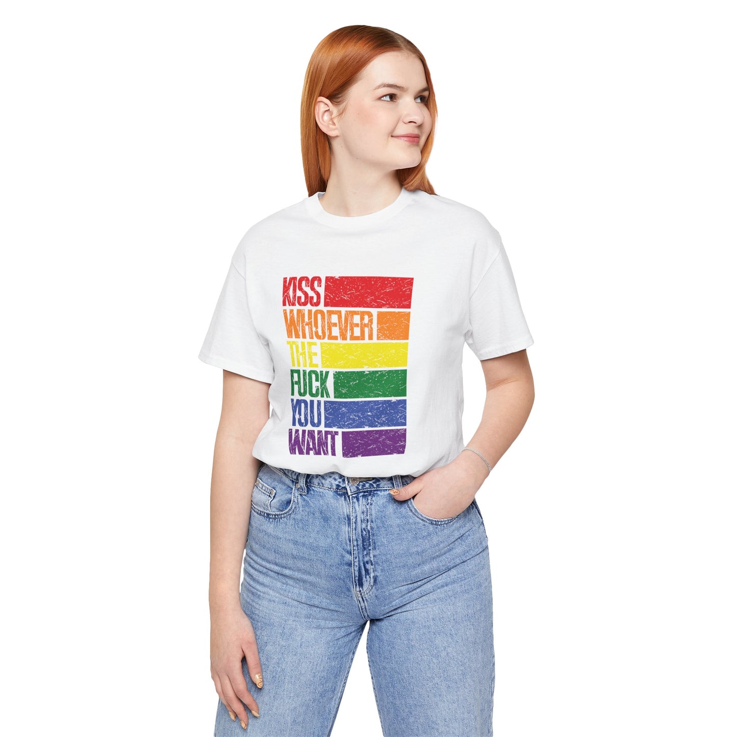 T-Shirt — "Kiss Whoever the F**k You Want" Rainbow Pride Tee