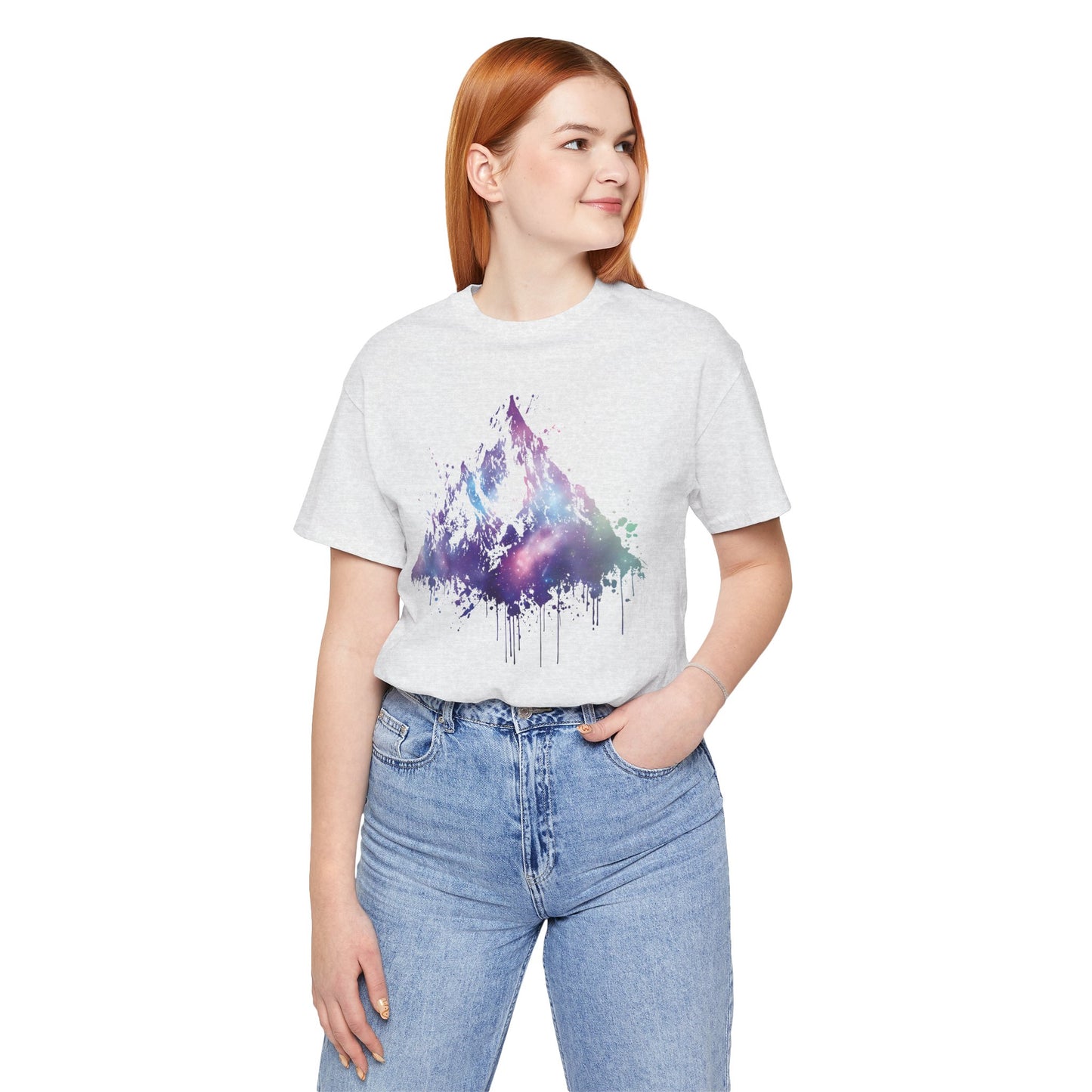 Space Mountain Watercolor Tee — Colorful Drip Peak Graphic T-Shirt