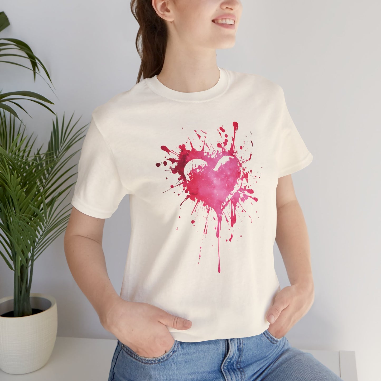 Heart Paint Splash T‑Shirt — Watercolor Pink Heart Graphic Tee