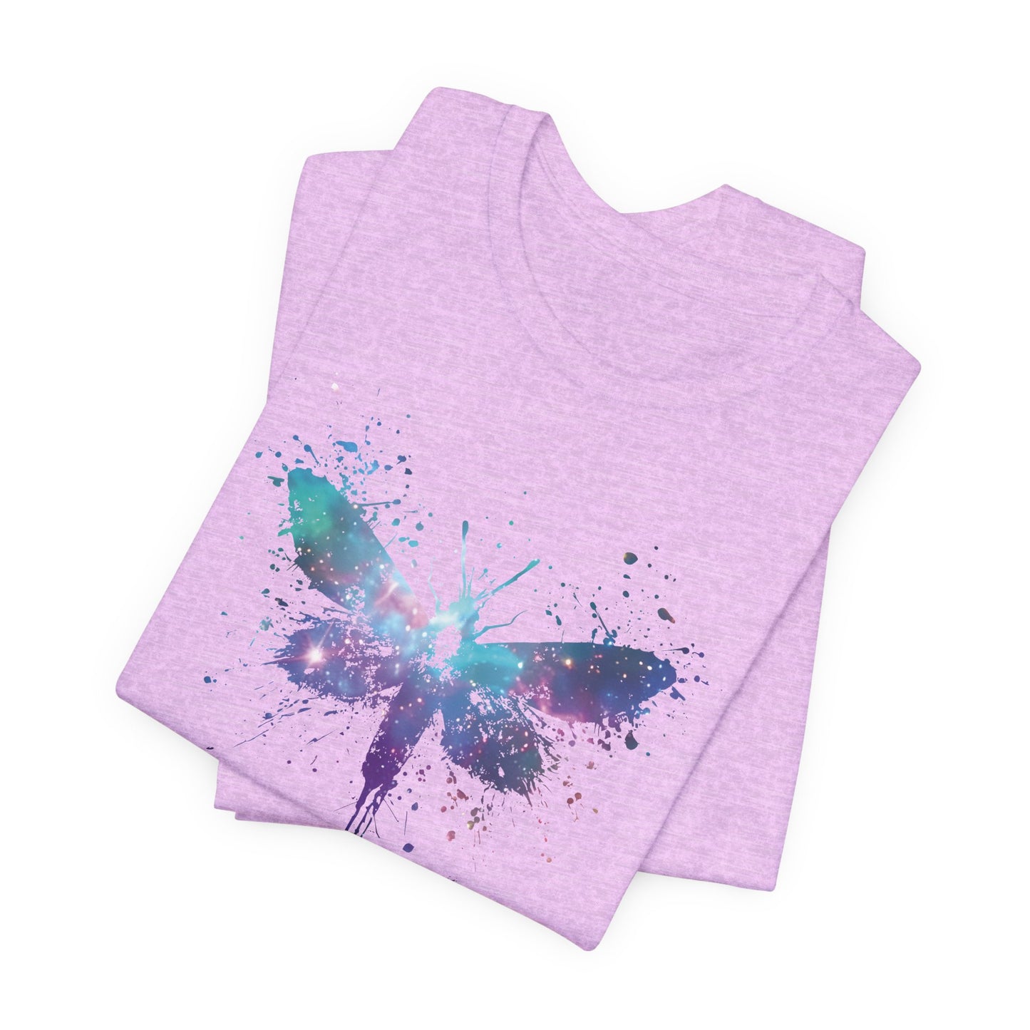 Galaxy Moth Graphic Tee - Watercolor Splatter Butterfly T-Shirt