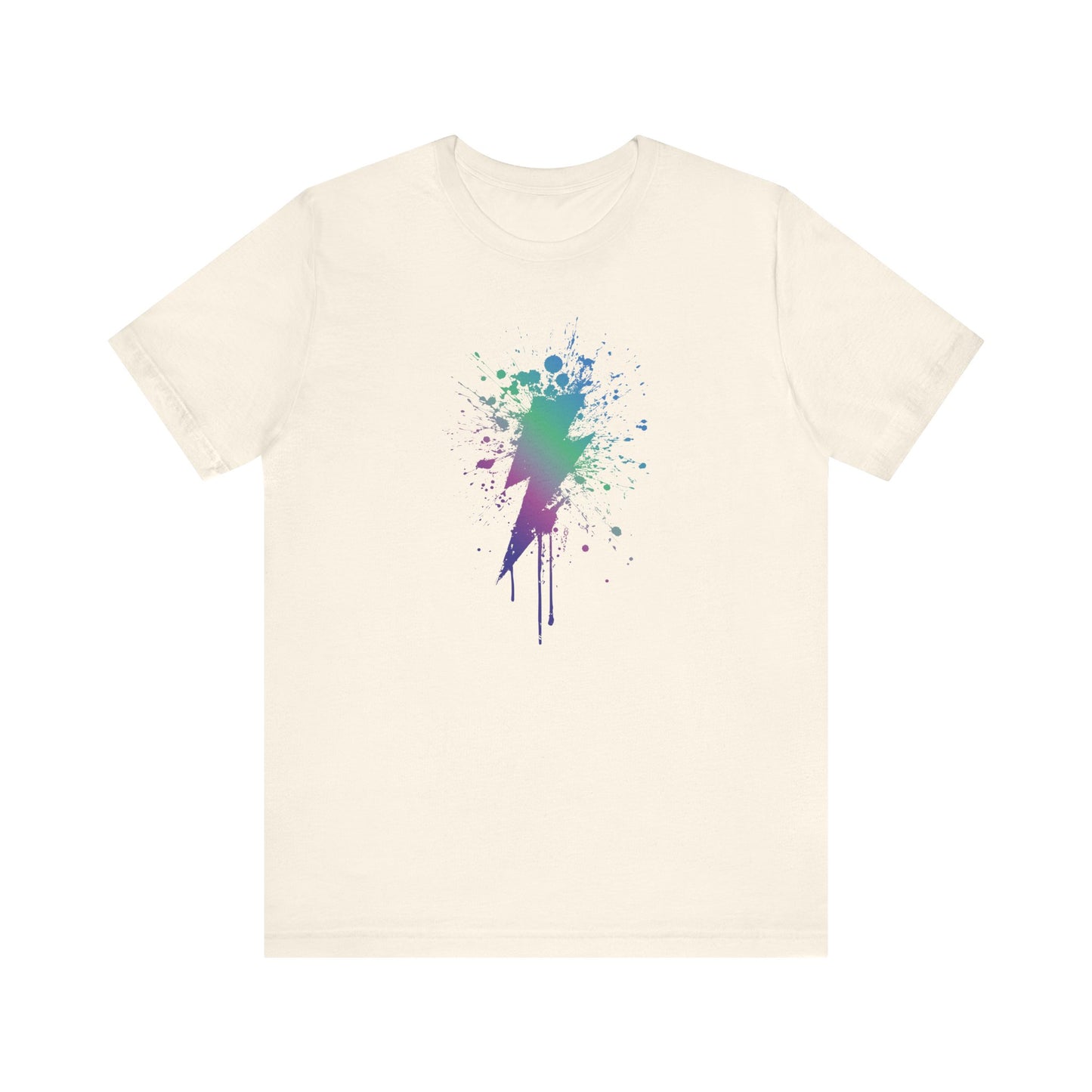 Lightning Bolt Paint-Splash T-Shirt — Colorful Graffiti Graphic Tee
