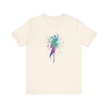 Lightning Bolt Paint-Splash T-Shirt — Colorful Graffiti Graphic Tee
