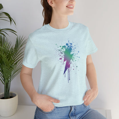 Lightning Bolt Paint-Splash T-Shirt — Colorful Graffiti Graphic Tee