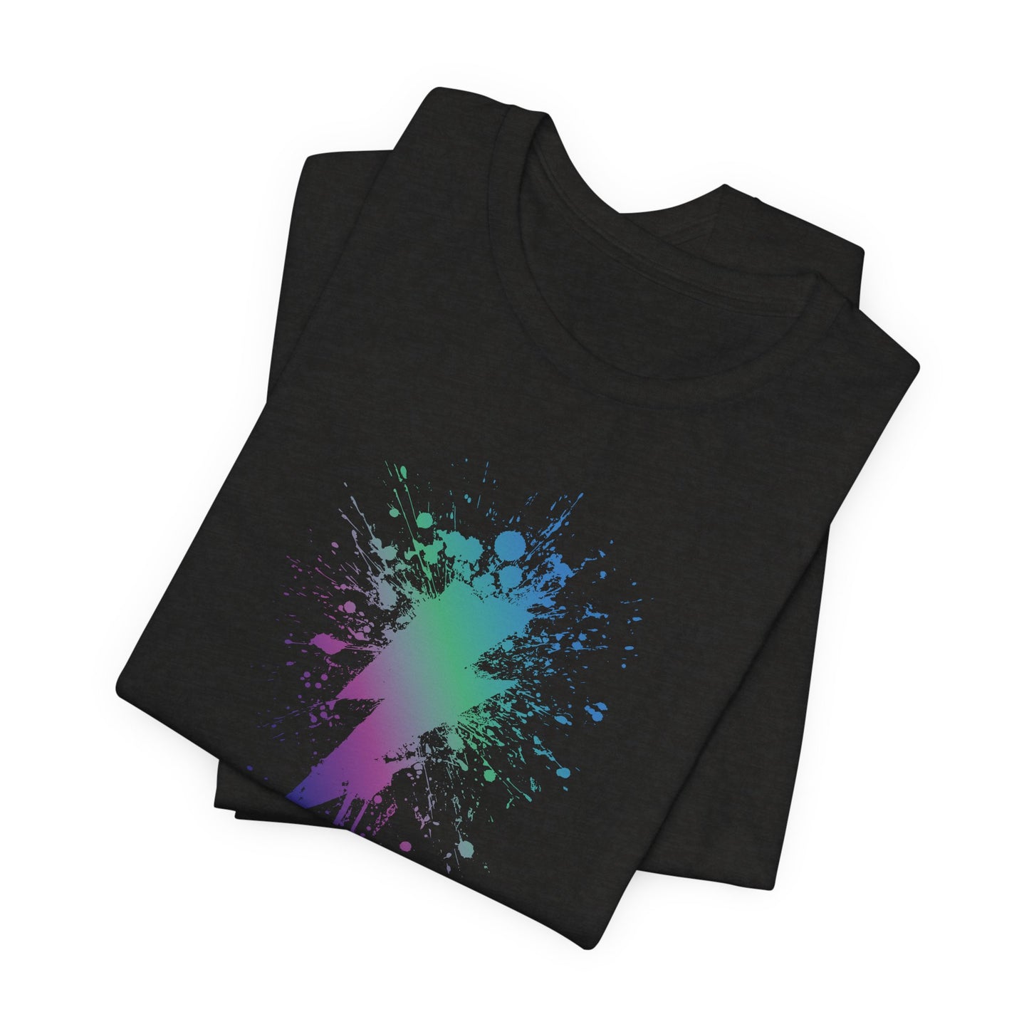 Lightning Bolt Paint-Splash T-Shirt — Colorful Graffiti Graphic Tee
