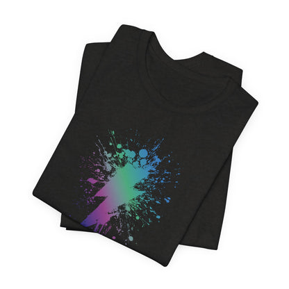 Lightning Bolt Paint-Splash T-Shirt — Colorful Graffiti Graphic Tee