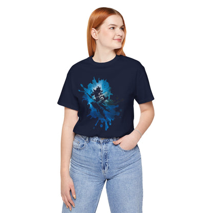 Watercolor Skateboarder T-Shirt — Blue Splash Graphic Tee