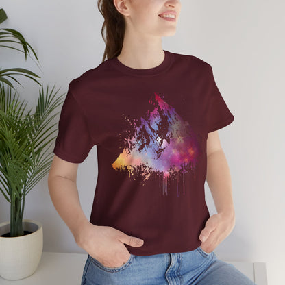 Space Mountain Watercolor Tee — Colorful Drip Peak Graphic T-Shirt