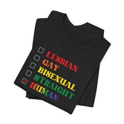 Human Checkbox Pride T-Shirt — "Human" Rainbow Equality Tee